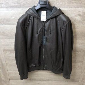 Saks Fifth Avenue Mens Med Brown Lambskin Jacket